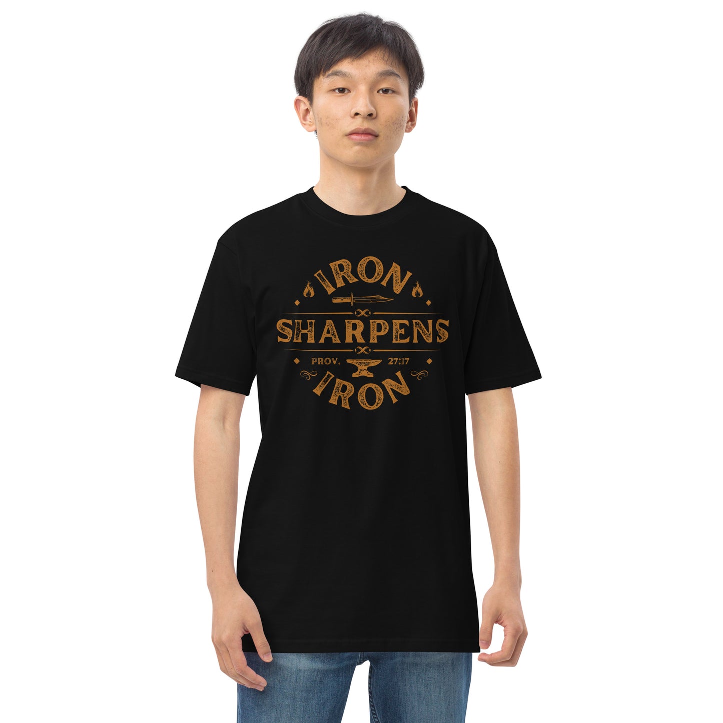 "Iron Sharpens Iron" Men’s premium heavyweight tee