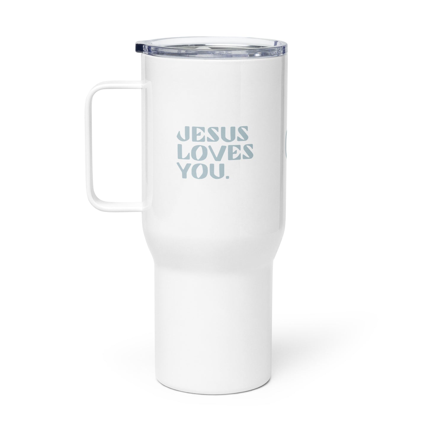 "Jesus Loves You" Travel mug w/ handle