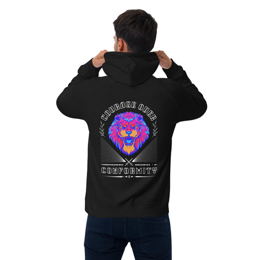 "Courage Over Conformity" Unisex eco raglan hoodie