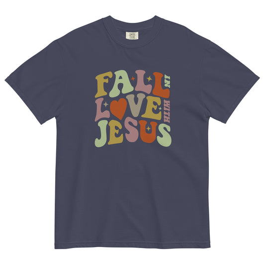 "Fall in Love with Jesus" Unisex garment-dyed heavyweight t-shirt