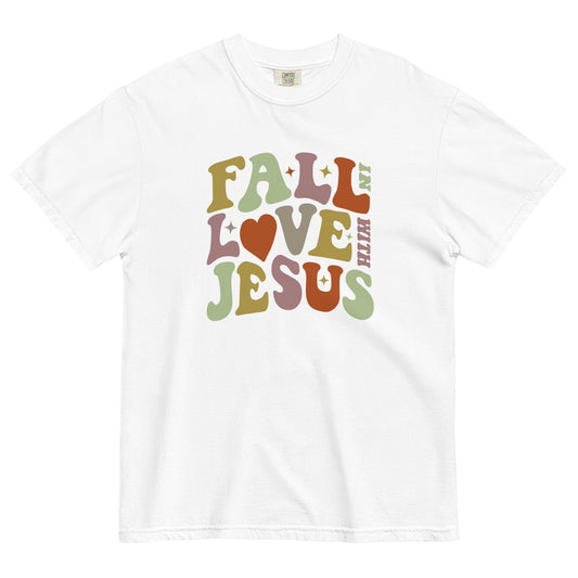 "Fall in Love with Jesus" Unisex garment-dyed heavyweight t-shirt