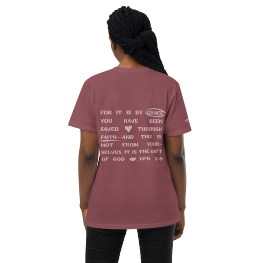 "Saved By Grace" Unisex garment-dyed pocket t-shirt