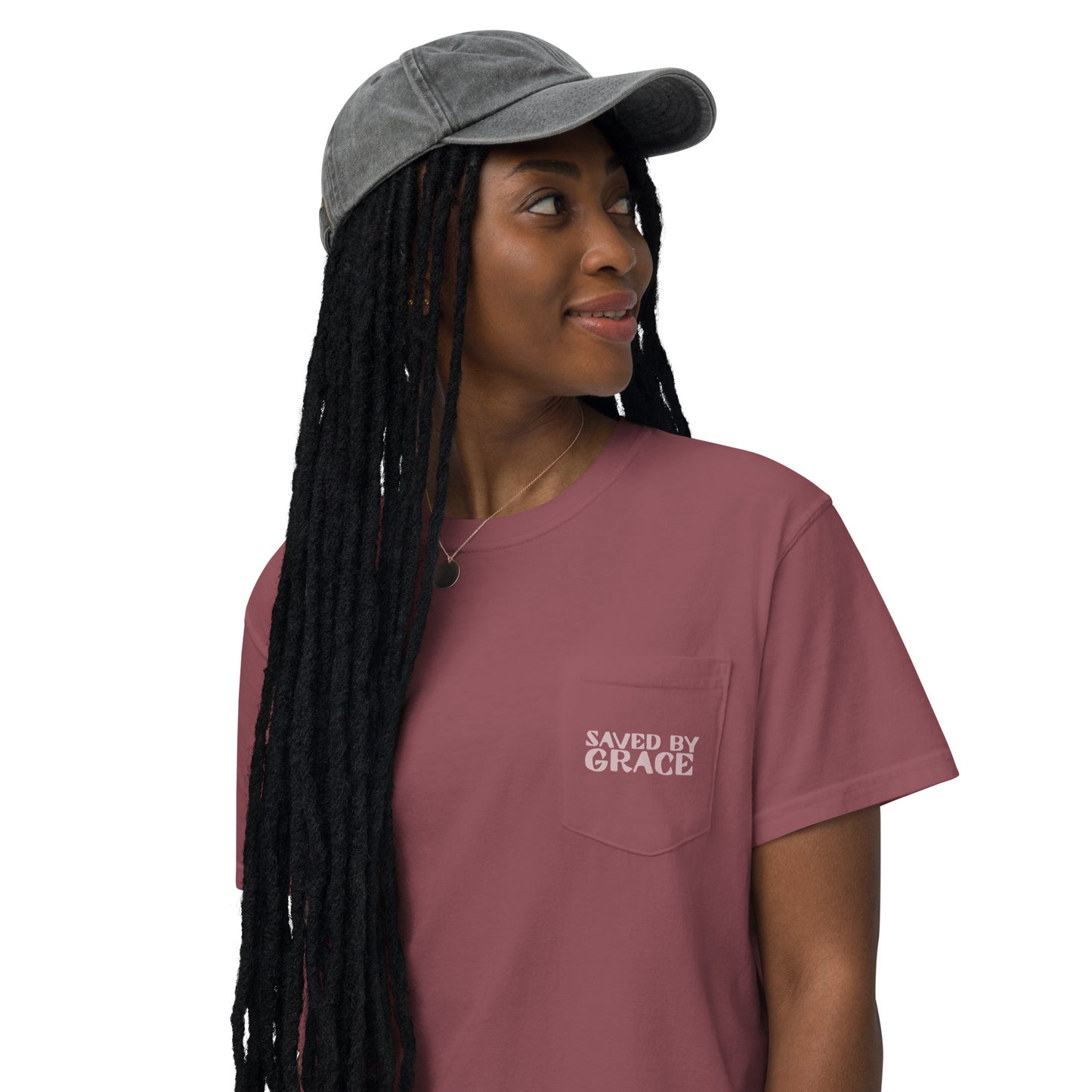 "Saved By Grace" Unisex garment-dyed pocket t-shirt