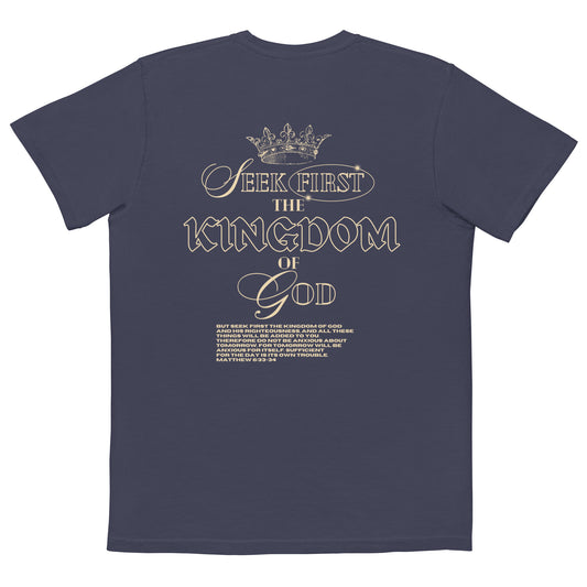 "Seek First" Unisex garment-dyed pocket t-shirt