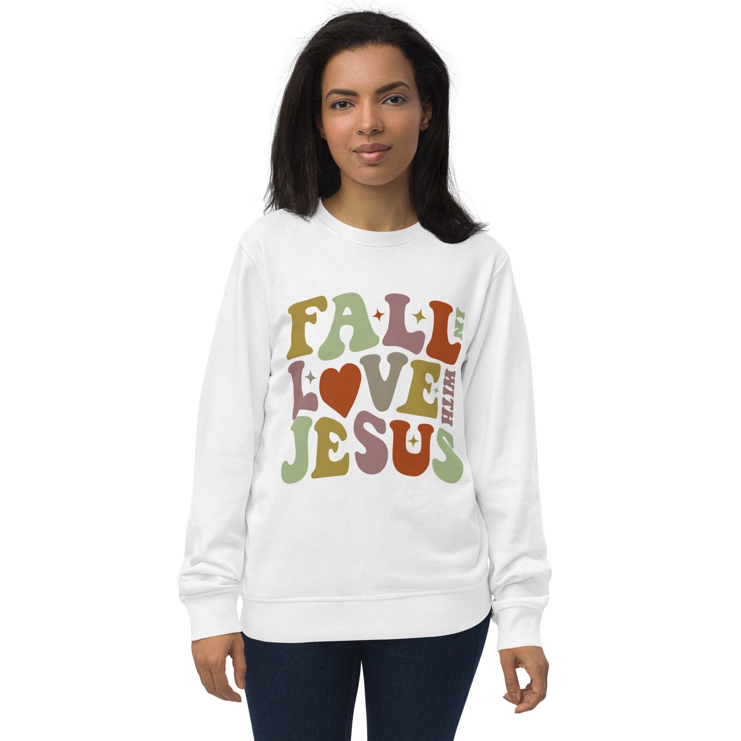 "Fall in Love with Jesus" Unisex organic sweatshirt